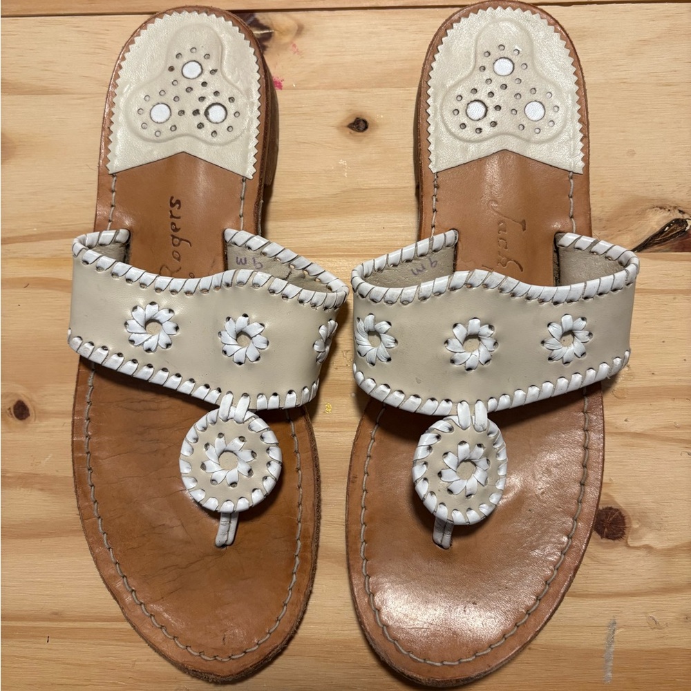 Jack Rogers Women's Tan and Cream Sandals